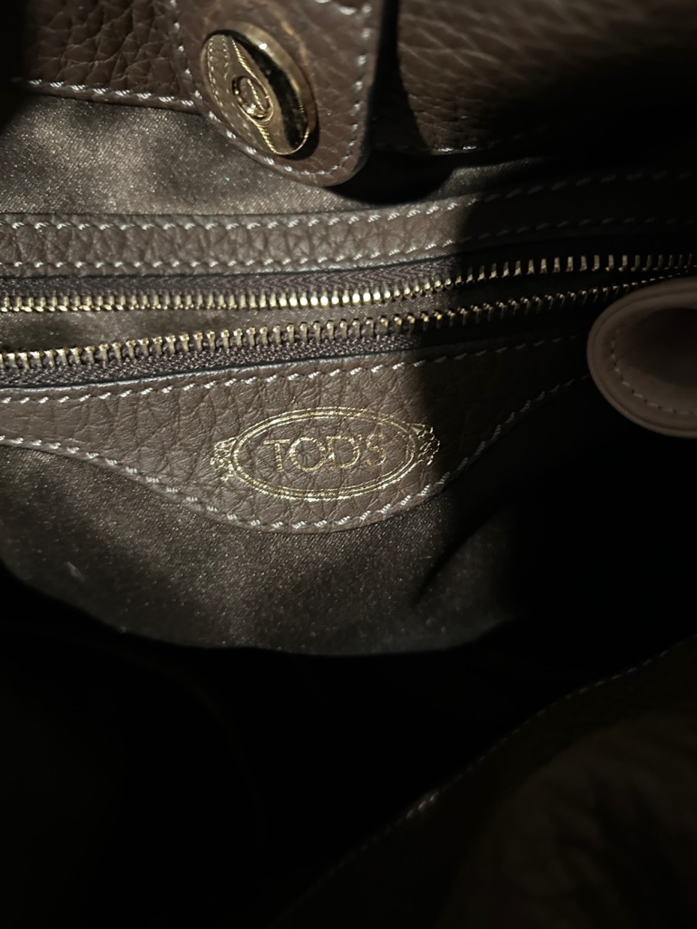 Tod's Dark Brown Pebbled Leather Shoulder Bag - Picture 5 of 5